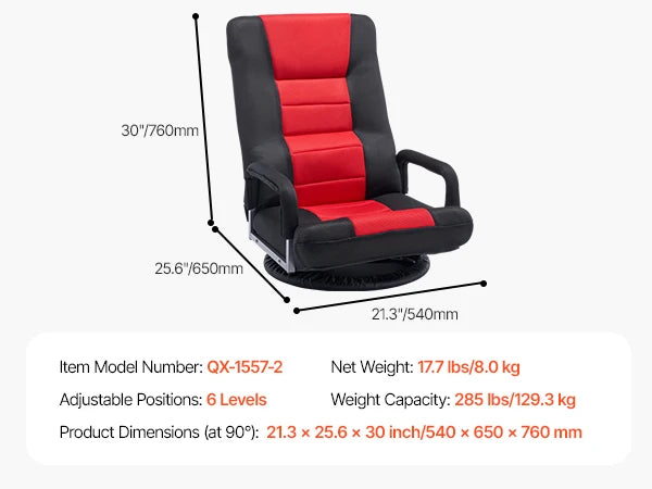 SucceBuy Fabric Floor Chair With Recycled Foam Back Support