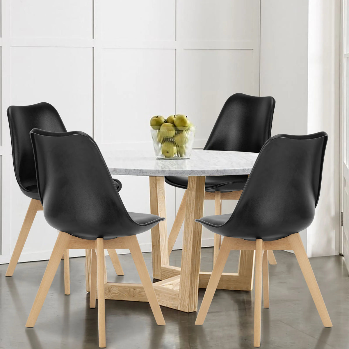 JHK PU Leather Dining Chairs With Wooden Legs And Premium Comfort