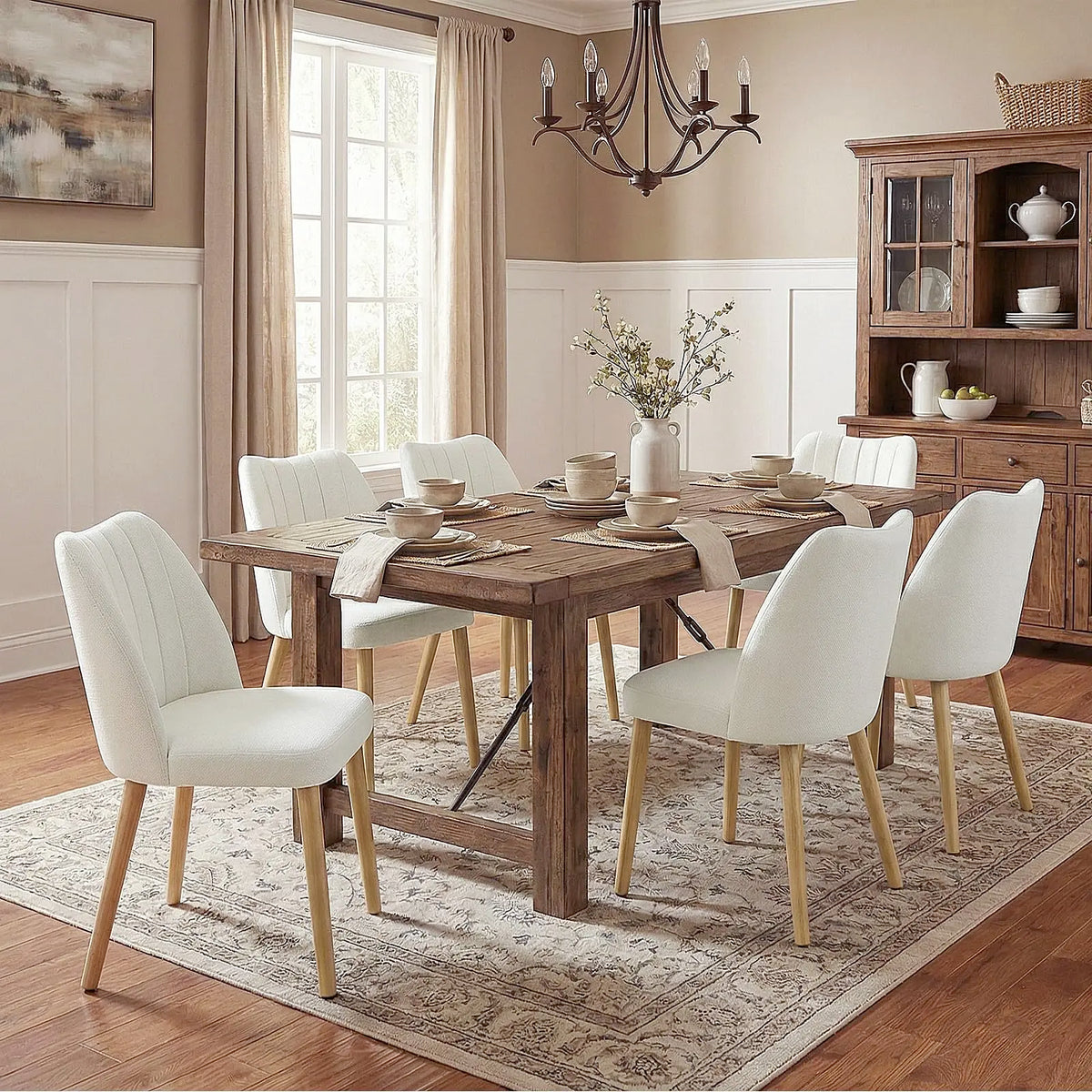 HiMISS Set Of Two Mid Century Modern Fabric Dining Chairs
