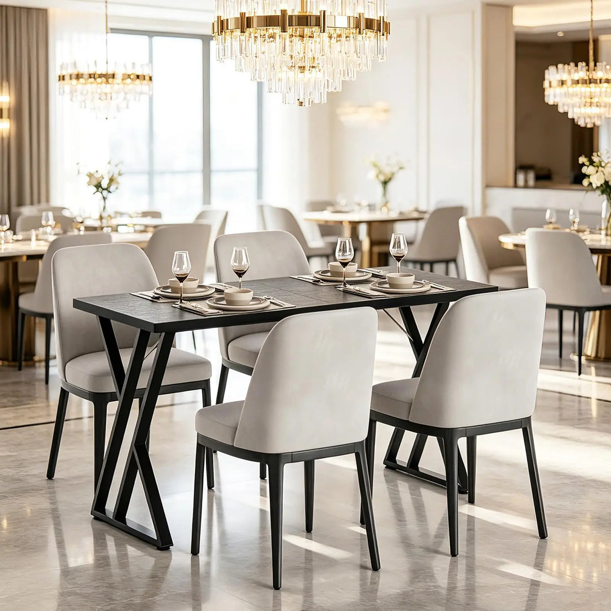 HiMISS Industrial Rectangular Dining Table With Metal Frame