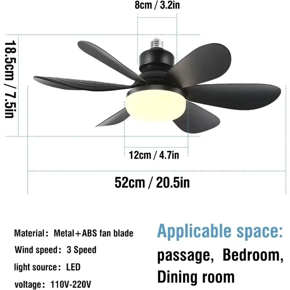40W Ceiling Fan Remote Control LED Light Silent For Bedroom