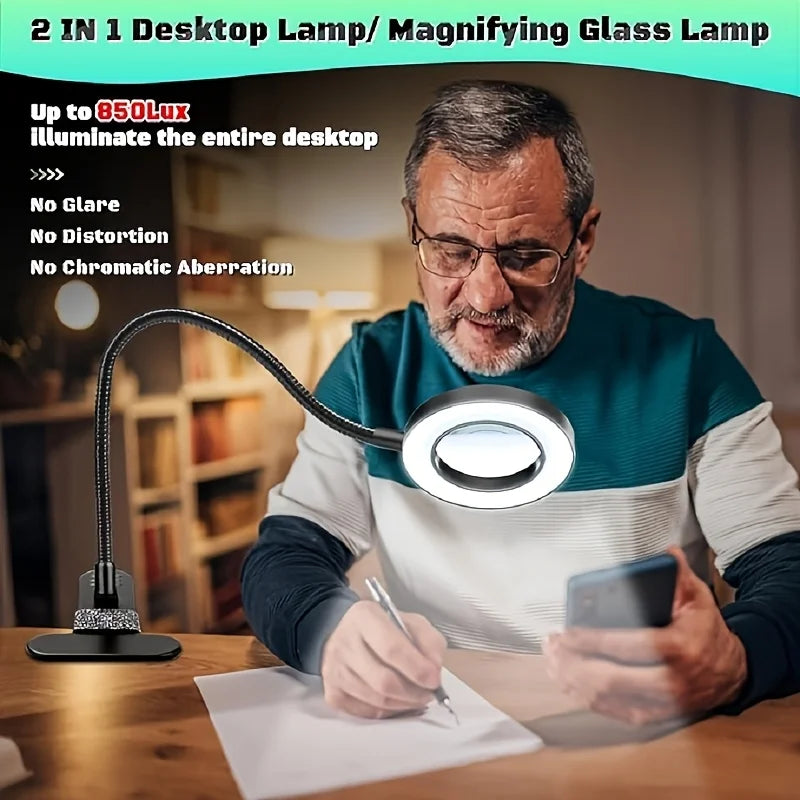 DUMILOO LED Magnifying Desk Lamp With Flexible Gooseneck Clip