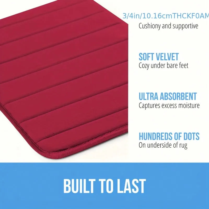 Premium Plush Bathroom Rug Set Non Slip Quick Dry Mats