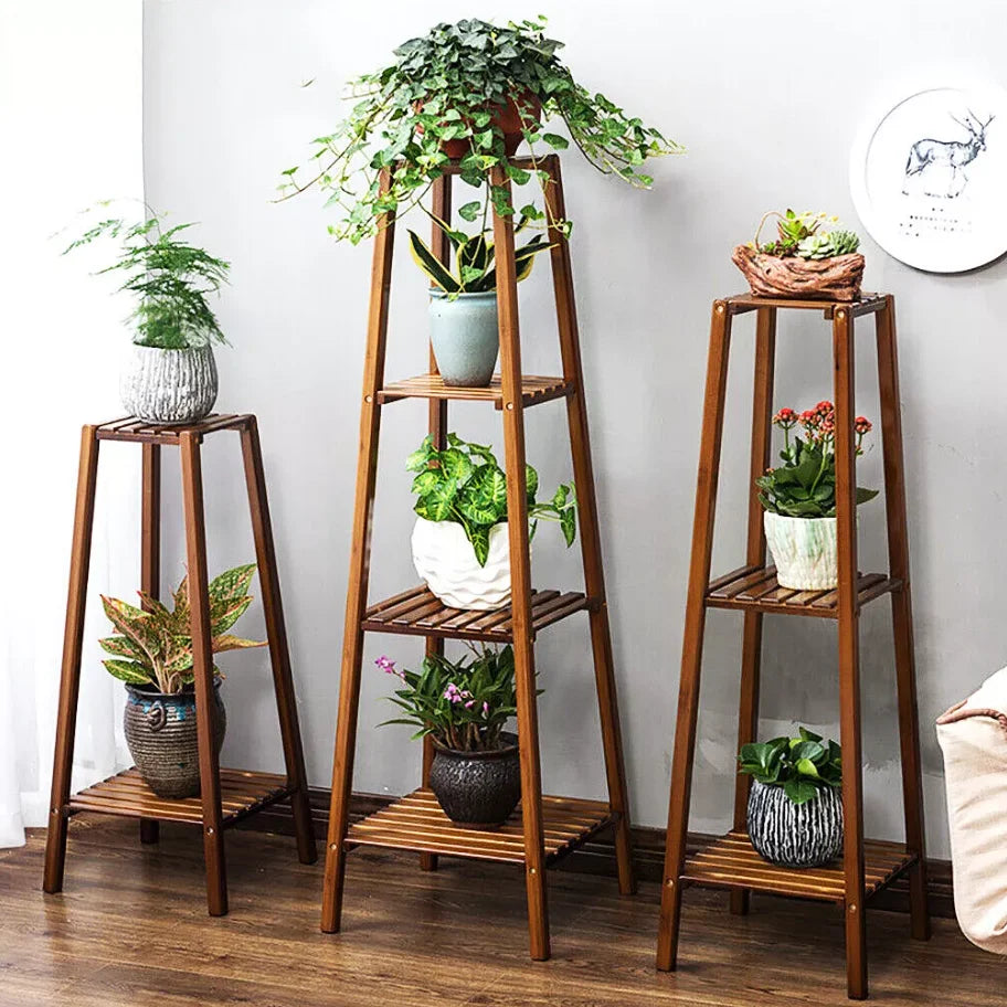 Wisfor Tiered Bamboo Plant Stand Indoor Flower Display Shelf