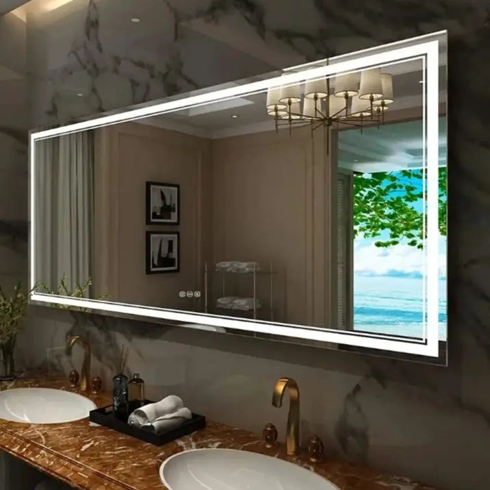 Illuminated LED Bathroom Mirror Featuring Touch Controlled Antifog Lighting
