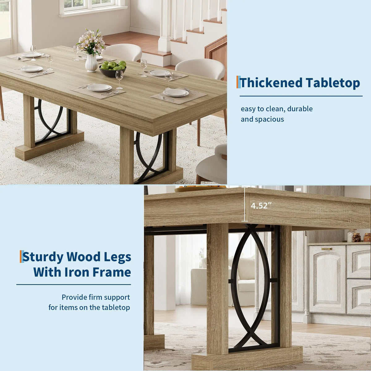 Hobbylane Dining Table With Storage Drawers Wood Kitchen Table