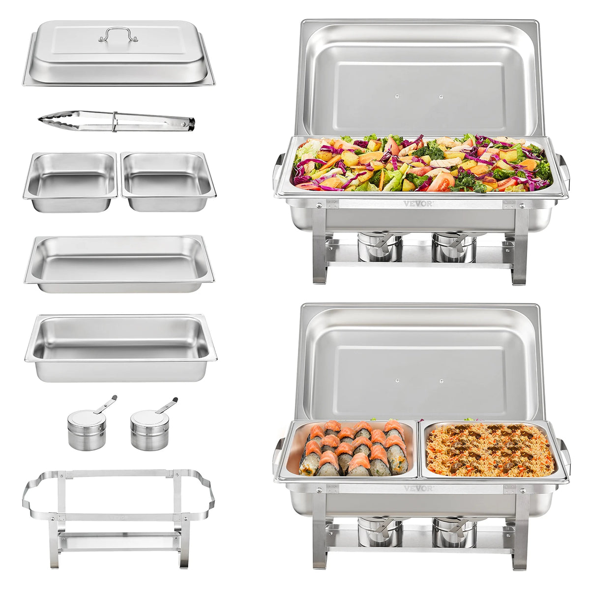 SucceBuy Chafing Dish Catering Warmer With Pan And Foldable Stand