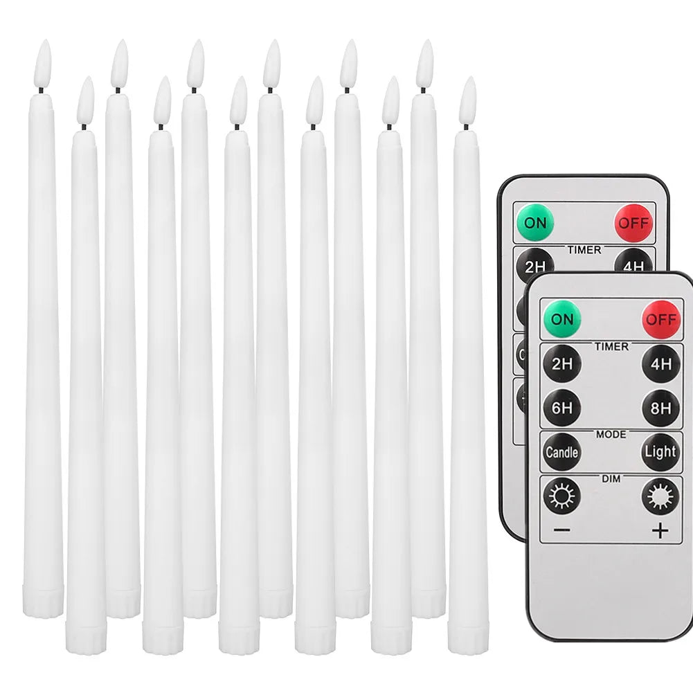 Flameless LED Taper Candles With Remote Control Flickering Flame