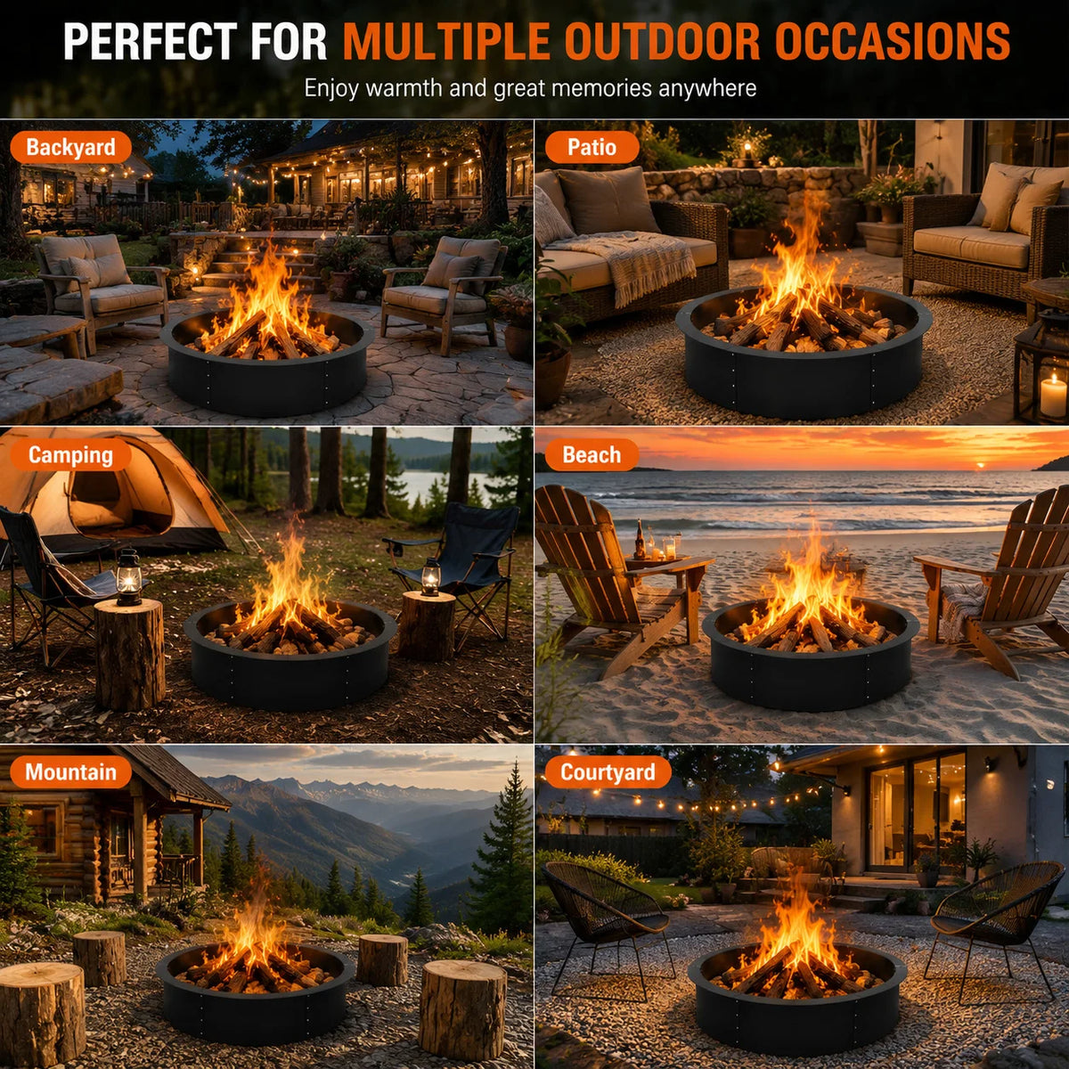 Heavy Duty Steel Fire Pit Ring Insert For Wood Burning