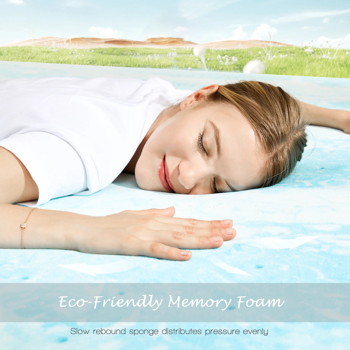 JHK Cooling Gel Memory Foam Mattress Topper Soft Breathable