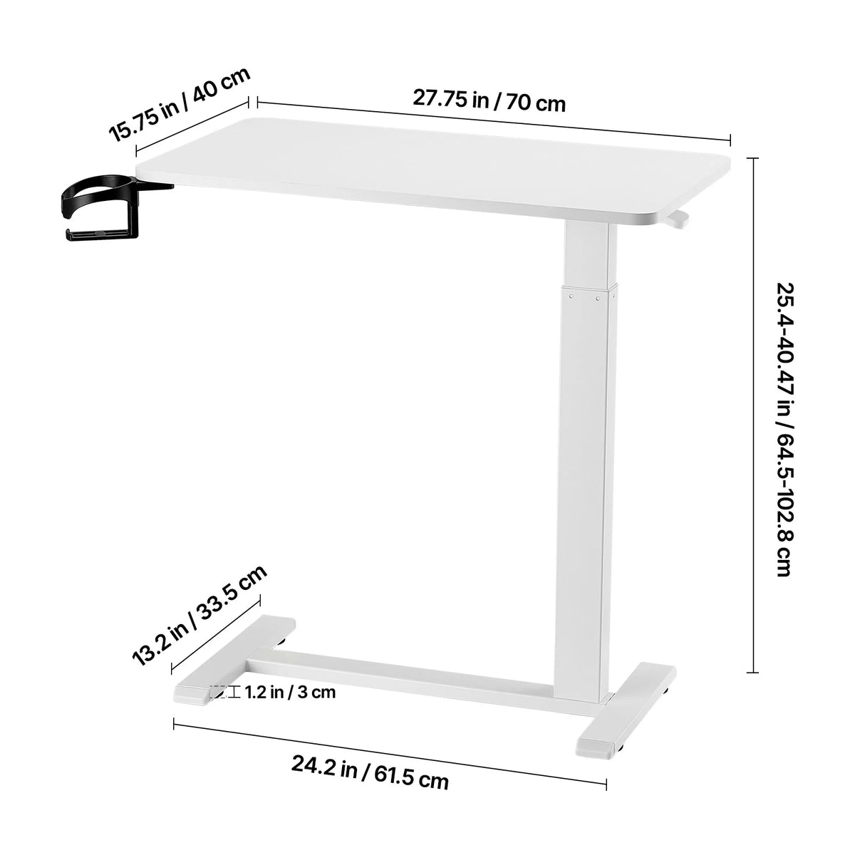 SucceBuy Adjustable Overbed Table With Swivel Casters And Laptop Desk