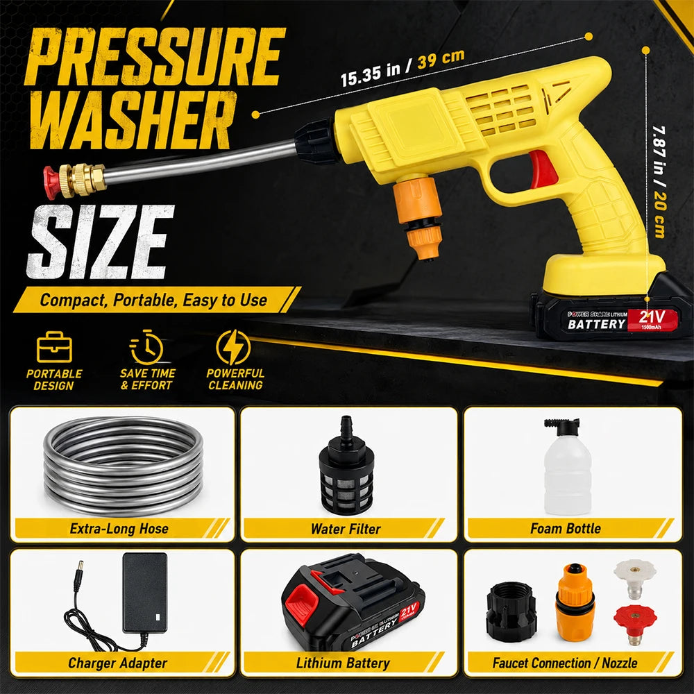 Cordless High Pressure Car Wash Gun With Battery And Hose