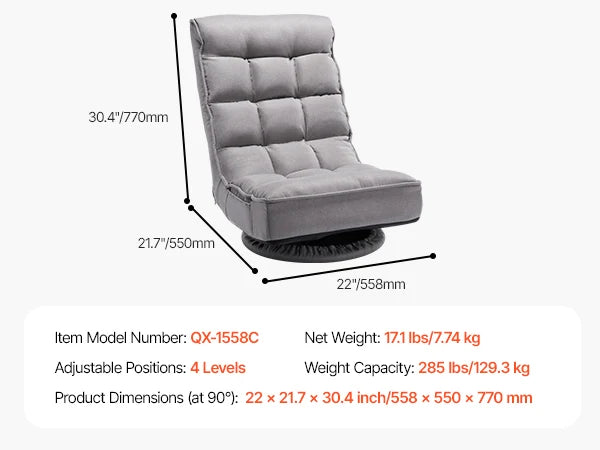 SucceBuy Fabric Floor Chair With Recycled Foam Back Support