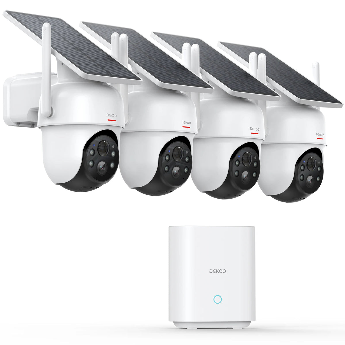 Dekco 3MP Solar Security Camera System 4 Pack Wireless PTZ