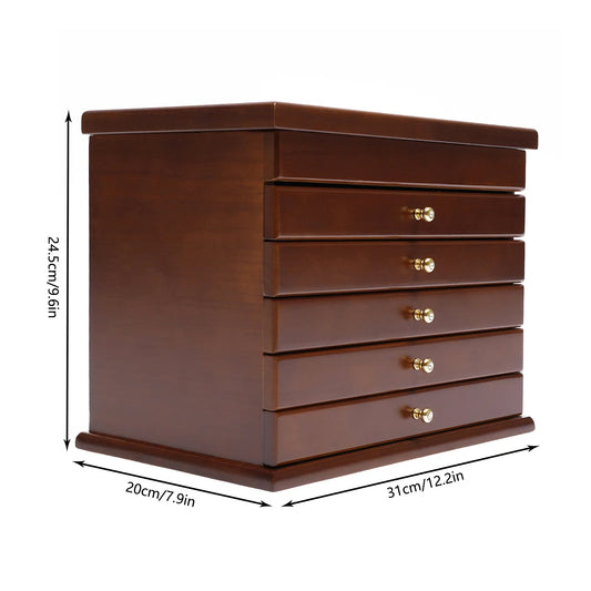 Vintage Wood Jewelry Storage Box And Ring Organizer