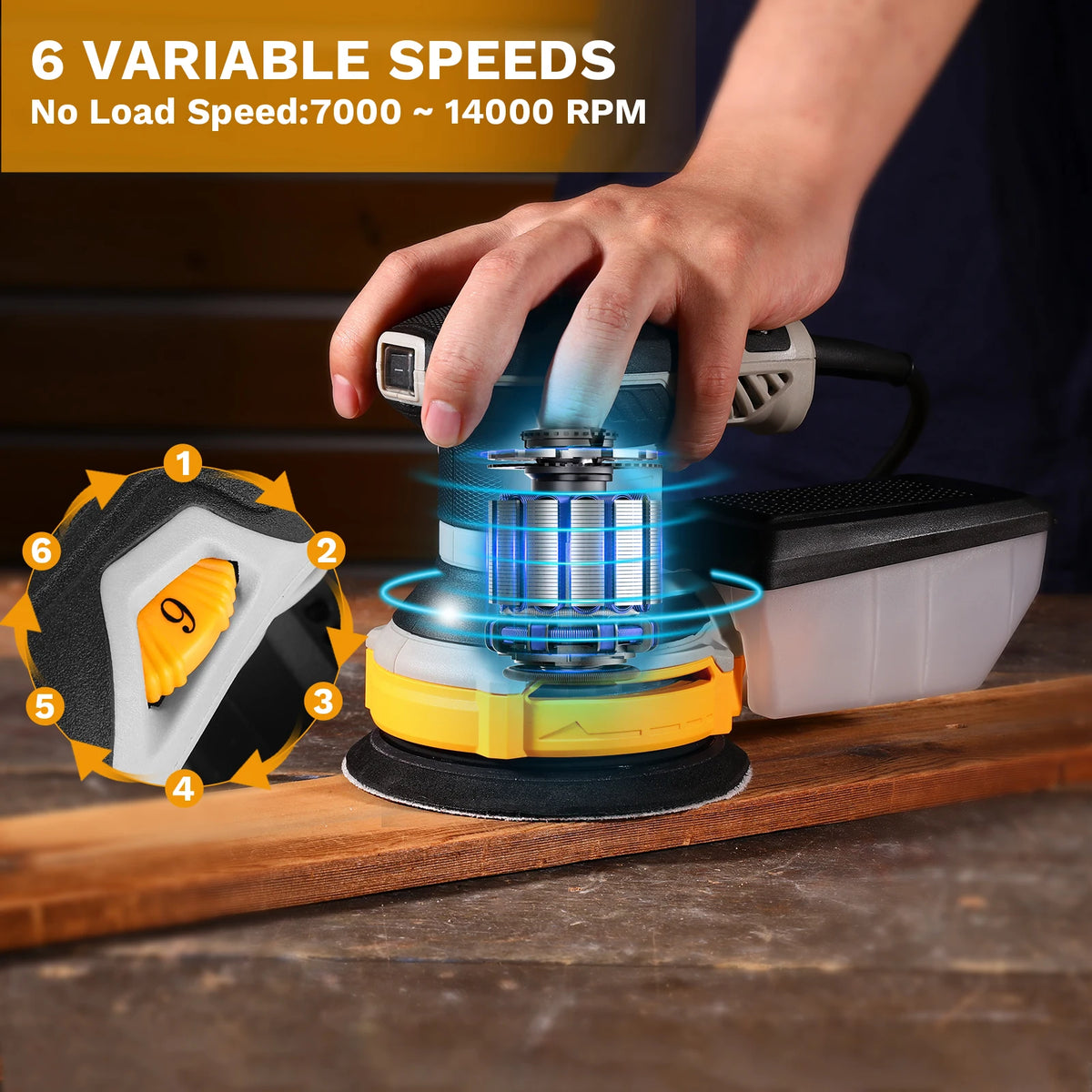 DEKO Powerful Orbital Sander With Efficient Dust Collection
