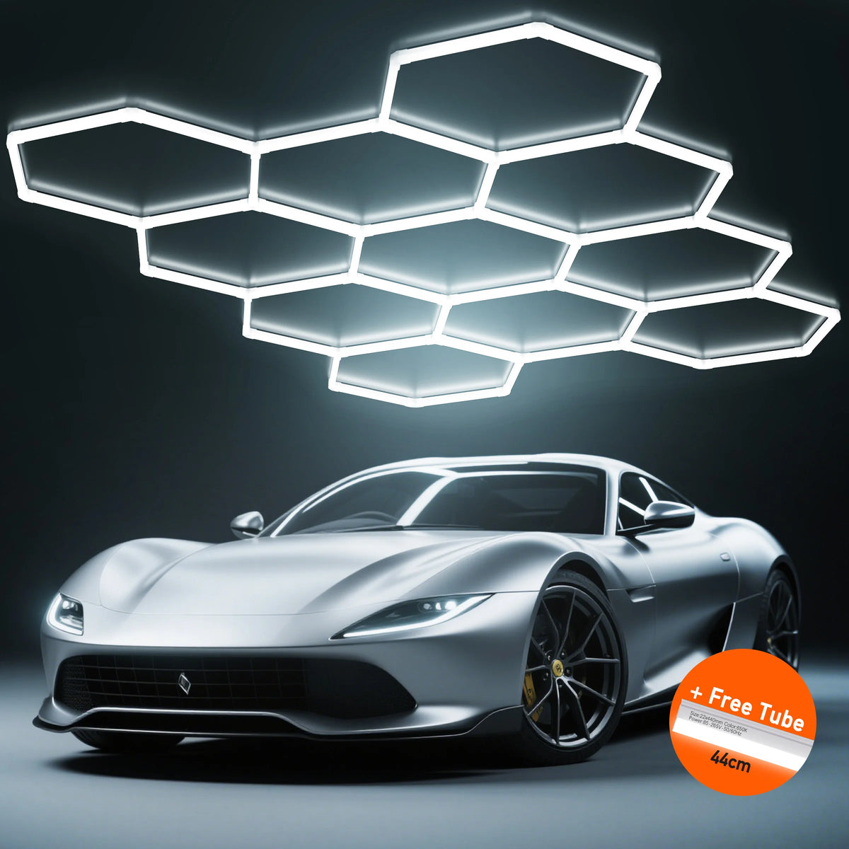 Premium Hexagon LED Garage Light With Honeycomb Frame For Workspaces