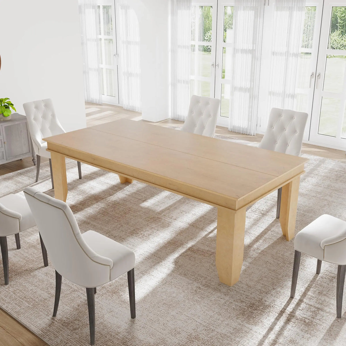 HiMiss Rustic Solid Wood Farmhouse Dining Kitchen Table
