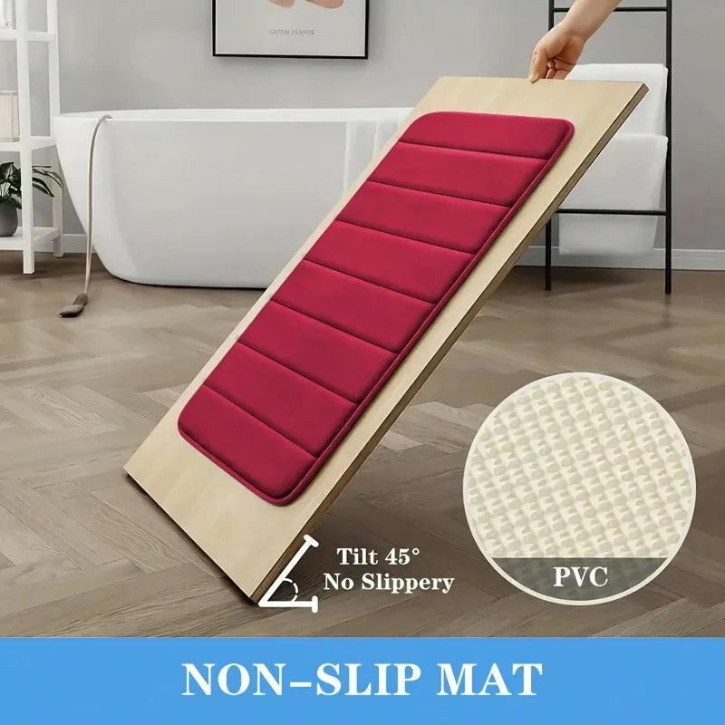 Premium Plush Bathroom Rug Set Non Slip Quick Dry Mats