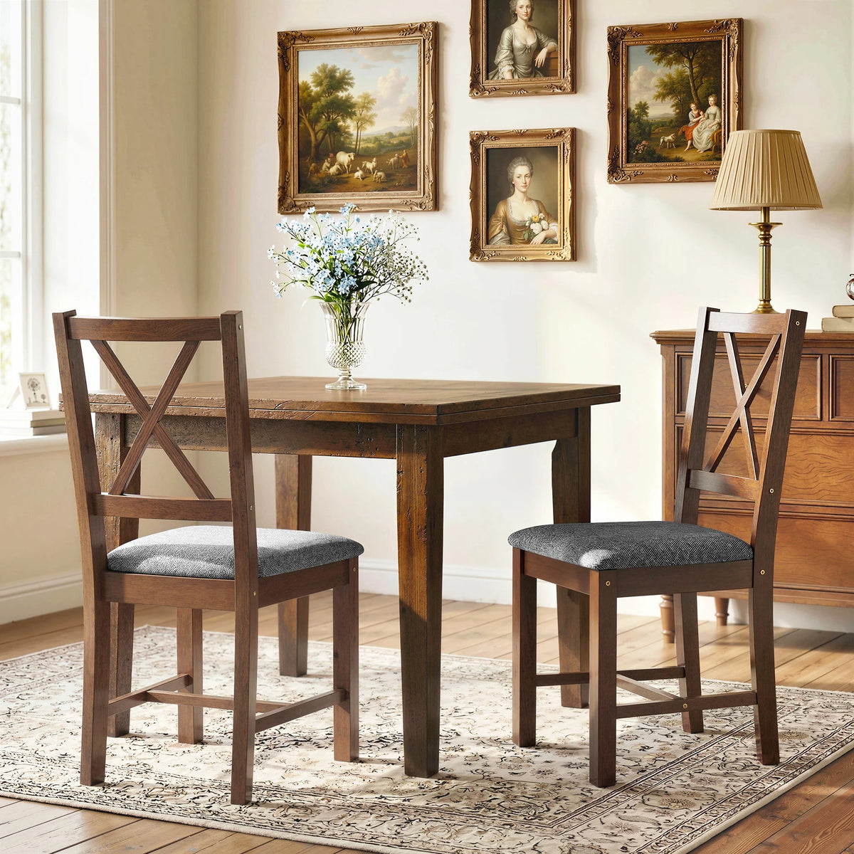 Homcom Set Of 2 Wooden Dining Chairs Mid Century Modern