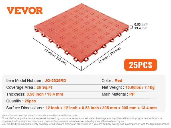 Interlocking Waterproof Garage Floor Tiles With Non Slip Texture
